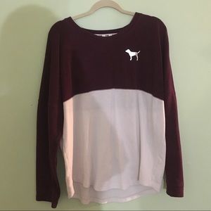 Pink Varsity Crewneck Sweater